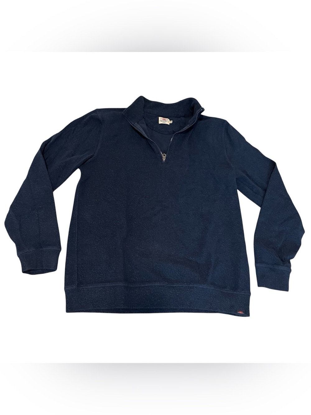 Faherty Mens Blue/Black Organic Cotton Blend Stretch 1/4 Zip Pullover- Medium